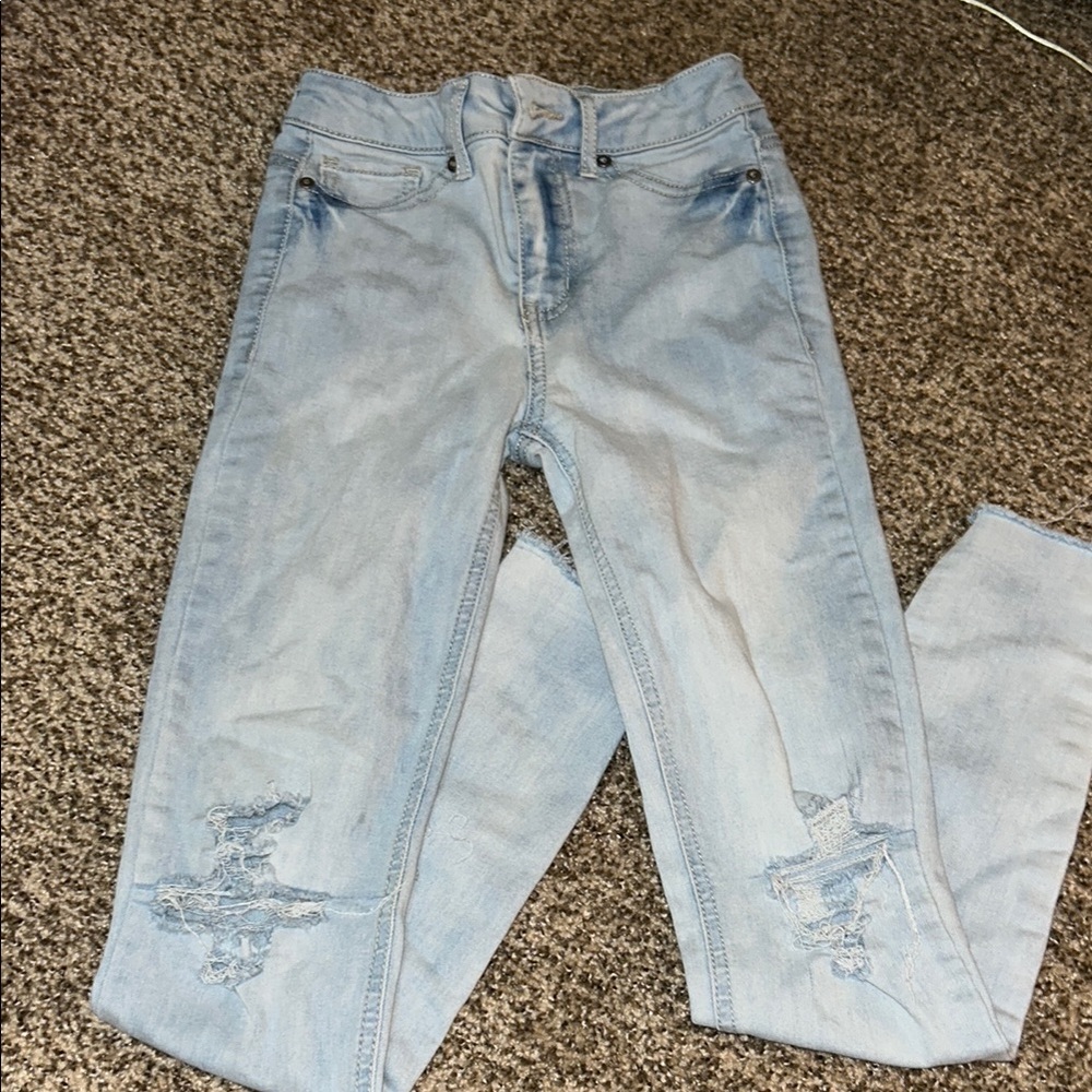 Light Blue Distressed Girls Jeans